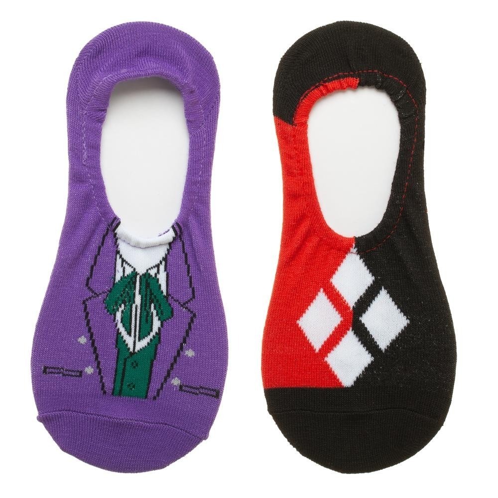 Harley Quinn Joker 2 Pairs Socks No Show Liner DC Universe Comics